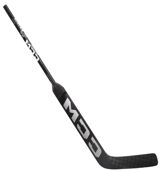 A photo of the CCM XF CC2 Goalie Stick (2024) in colour black. Angled view.