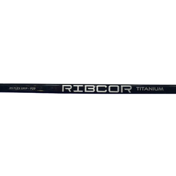 A photo of the CCM Ribcor Titanium Hockey Stick Senior (2024) in colour black and white. Shaft view.