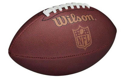A photo of the Wilson NFL Ignition Football in colour brown. Angled view.