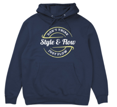 A photo of the Style & Flow Adult Hoodie in colour navy.