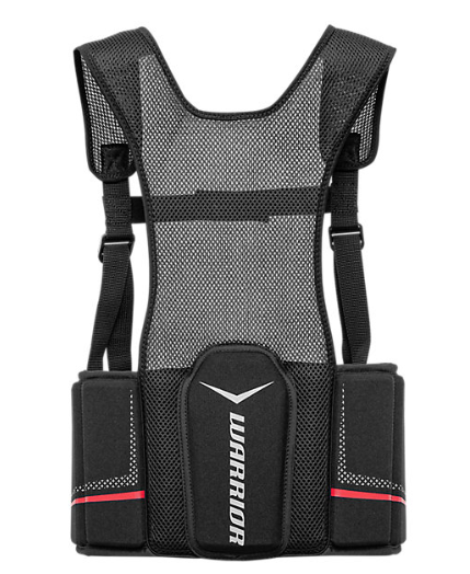A photo of the Warrior Fatboy NEXT Lacrosse Rib Guard in colour black. Front view.