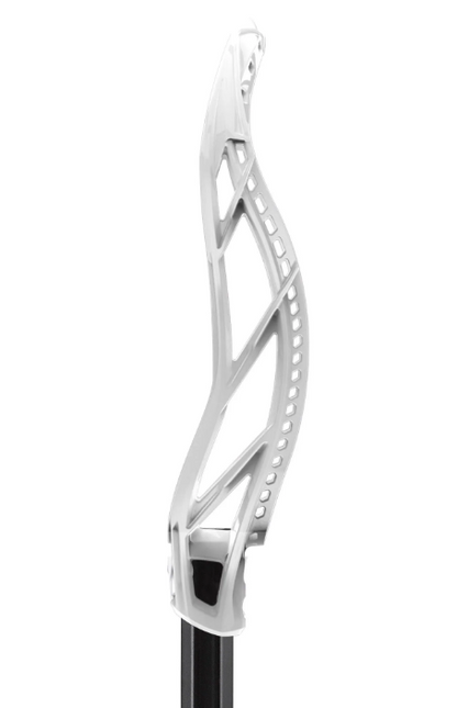 A photo of the unstrung Maverik Tactik 3 Lacrosse Head in colour white. Side view.