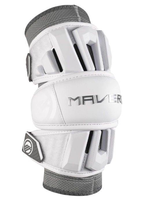A photo of the Maverik Max Lacrosse Arm Pads (2025) in colour white. 