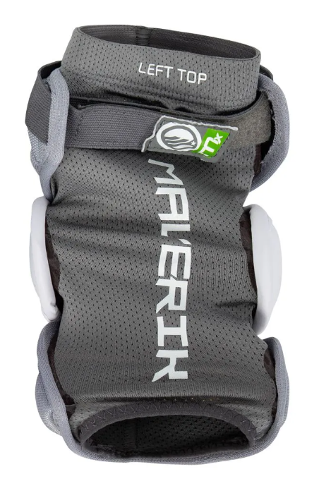 A photo of the Maverik MX Lacrosse Arm Pads (2025) in colour white and grey. Grey inside. 