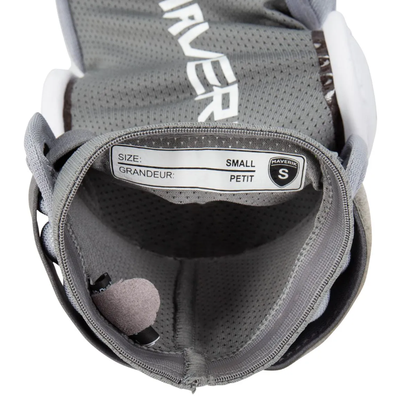 A photo of the Maverik MX Lacrosse Arm Pads (2025) in colour white and grey. Inside pad.