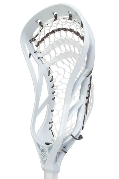 A photo of the Maverik Charger Complete Lacrosse Stick in colour white, side view.