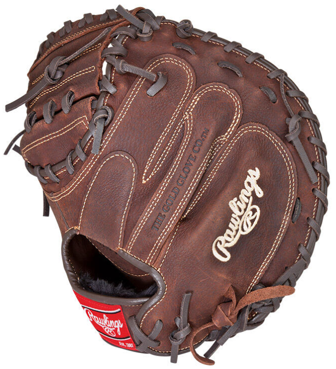 A photo of the Rawlings Player Preferred 33" Catcher's Baseball Mitt in colour brown. Backhand view.