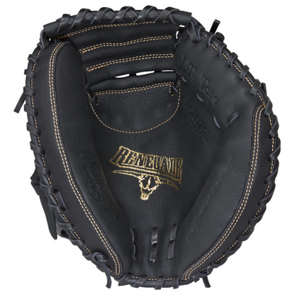 A photo of the Rawlings Renegade 32.5" Catcher's Mitt in colour black. Palm view.