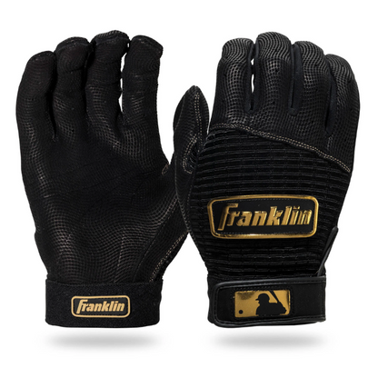 A photo of the Franklin Pro Classic Baseball Batting Gloves in colour black and gold.