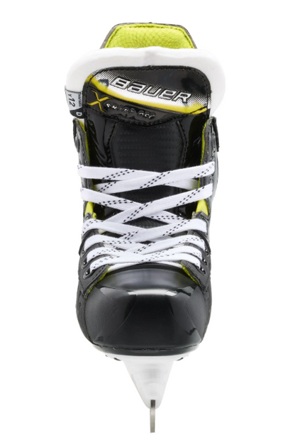 A photo of the Bauer Vapor Shift Pro Youth Hockey Skates (2025) in colour black, white and green.