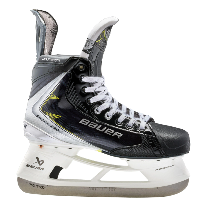 A photo of the Bauer Vapor Shift Pro Hockey Skates (2025) in colour black, and white.