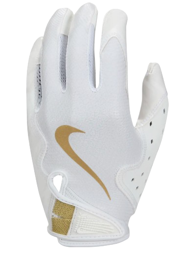 A photo of the Nike Vapor Jet 8.0 Women's Football Gloves in colour White and Gold