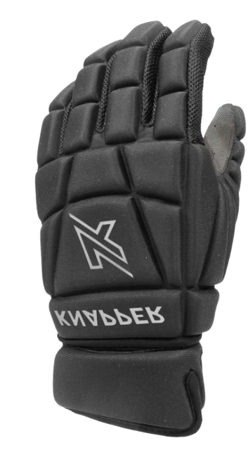 A photo of the Knapper AK2 Street and Ball Hockey Gloves in colour black front view.