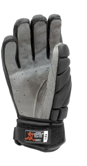 A photo of the Knapper AK2 Street and Ball Hockey Gloves in colour black palm view.