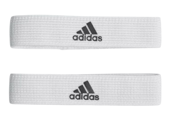 A photo of the adidas Sock Holders in colour white with adidas logo front view.