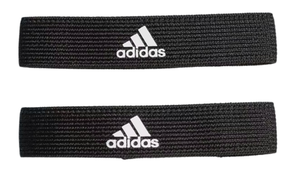 A photo of the adidas Sock Holders in colour black with adidas logo, front view.