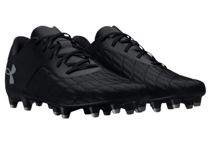 A photo of the Under Armour Magnetico Select 3.0 FG Soccer Cleats in all black colour, angled view.