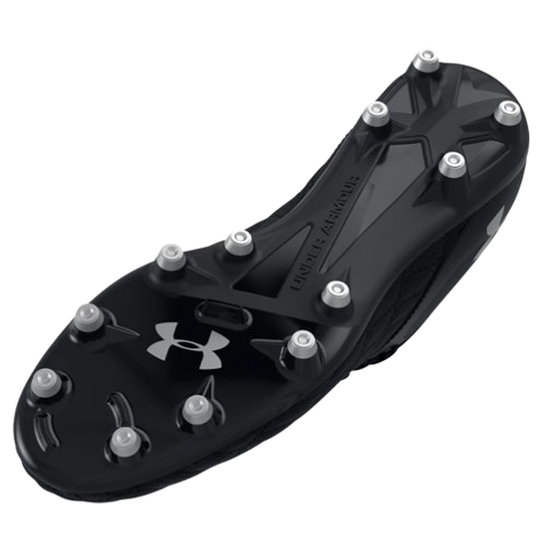 A photo of the Under Armour Magnetico Select 3.0 FG Soccer Cleats in all black colour, bottom sole view.