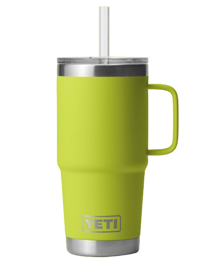 A photo of the Yeti Rambler 25oz Straw Mug in Chartreuse 