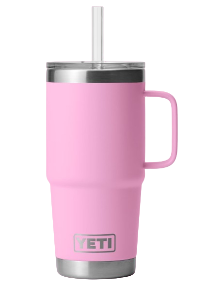 A photo of the Yeti Rambler 25oz Straw Mug in Power Pink