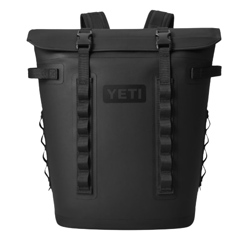 A photo of the Yeti Hopper M20 Backpack Soft Cooler front view in black