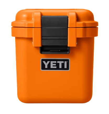 A photo of the Yeti Loadout Gobox 15 Gear Case in colour orange. Front view.