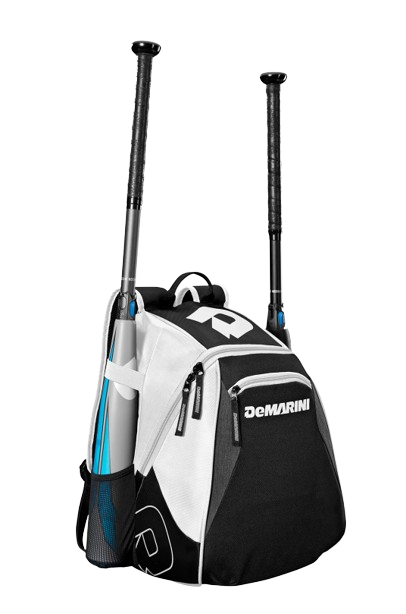 A photo of the DeMarini Voodoo Jr Backpack side view with bats.