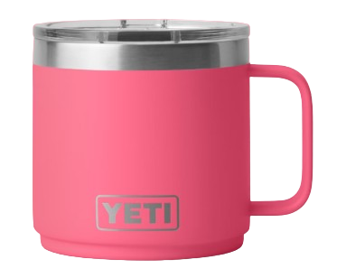A photo of the Yeti Rambler 14 oz Mug with Magslider Lid in colour tropical pink