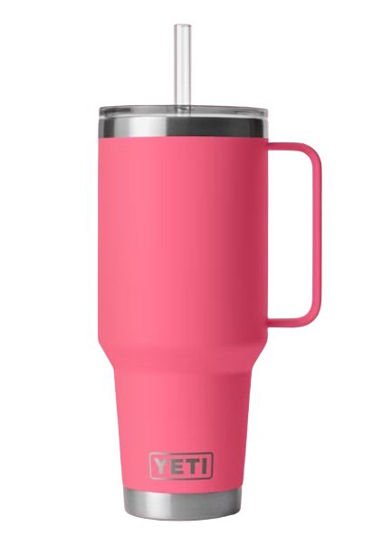 A photo of the YETI Rambler 42oz Straw Mug in colour tropical pink