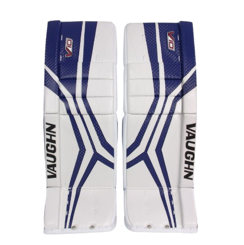 A photo of the Vaughn VPG V10 Junior Goalie Leg Pads in colour white and blue