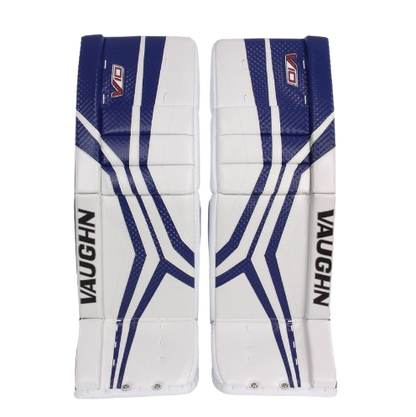 A photo of the Vaughn VPG V10 Junior Goalie Leg Pads in colour white and blue