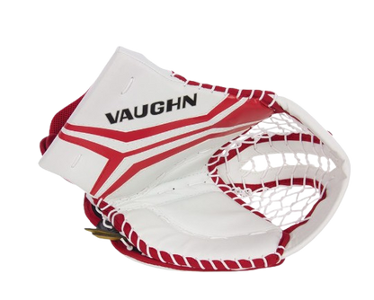 A photo of the Vaughn V10 Junior Goalie Catcher in colour white and red front view.