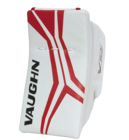 A photo of the Vaughn V10 Junior Goalie Blocker in colour white and red, blocker view.