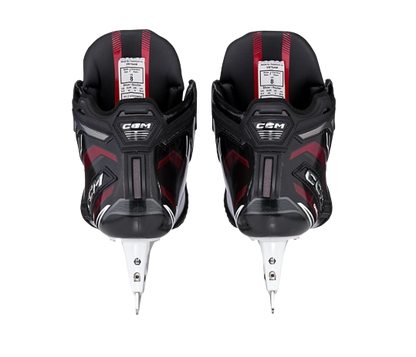 A photo of the CCM EFLEX 6 Senior Goalie Skates in colour black and red. Rear view.