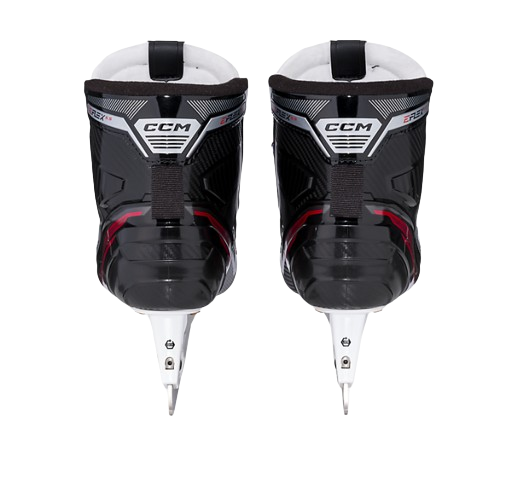 A photo of the CCM EFLEX 6.5 Intermediate Goalie Skates in colour black and red. Rear view.