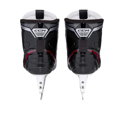 A photo of the CCM EFLEX 6.5 Intermediate Goalie Skates in colour black and red. Rear view.