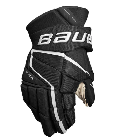 A photo of the Bauer Vapor Shift Pro Senior Hockey Gloves - Source Exclusive in colour black, front view.