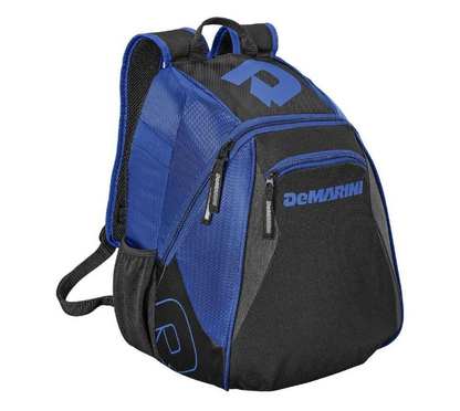 A photo of the DeMarini Voodoo Jr Backpack in colour royal, side view.