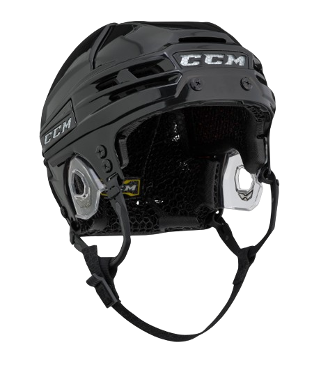 A photo of the CCM Super Tacks X Senior Hockey Helmet in colour black. Angled view.