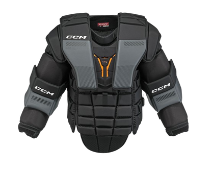 CCM PRO SPEC Goalie Chest Protector in colour black and grey. Front view.