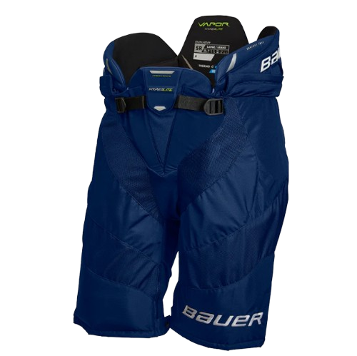 A photo of the Bauer Vapor Hyperlite Hockey Pants in colour navy. Front view.