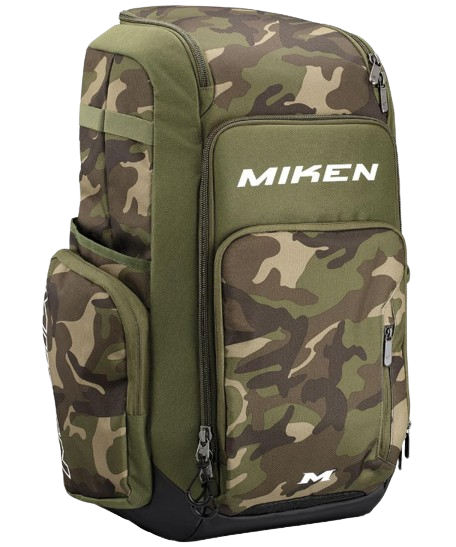 A photo of the Miken Deluxe Slo-Pitch Backpack in colour camo