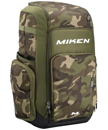 A photo of the Miken Deluxe Slo-Pitch Backpack in colour camo