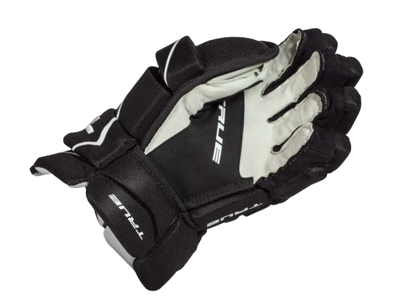 A photo of the True Catalyst 5X Hockey Glove in colour black. Palm view.