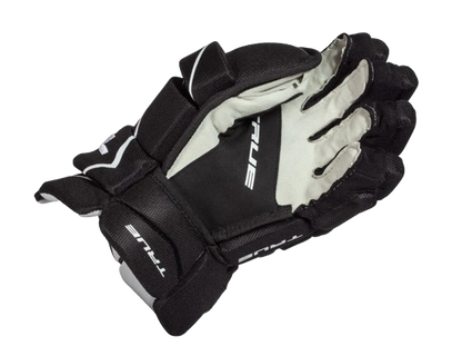 A photo of the True Catalyst 5X Hockey Glove in colour black. Palm view.