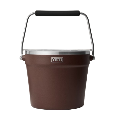 A photo of the Yeti Rambler Beverage Bucket in colour brown. Front view.