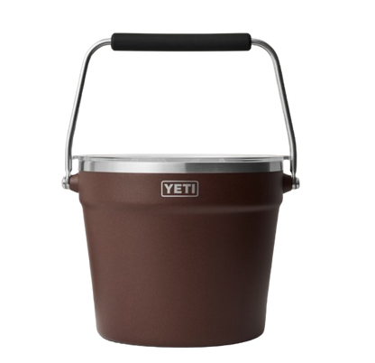 A photo of the Yeti Rambler Beverage Bucket in colour brown. Front view.