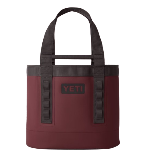 A photo of the Yeti Camino 35 Tote Bag 2.0 in colour wild vine red. Front view.