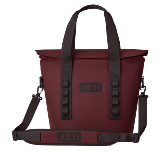 A photo of the Yeti Hopper M15 Soft Cooler in wild vine red.