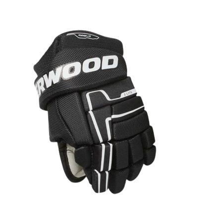 A photo of the Sherwood CODE Encrypt 4 Hockey Gloves in colour black. Front view.